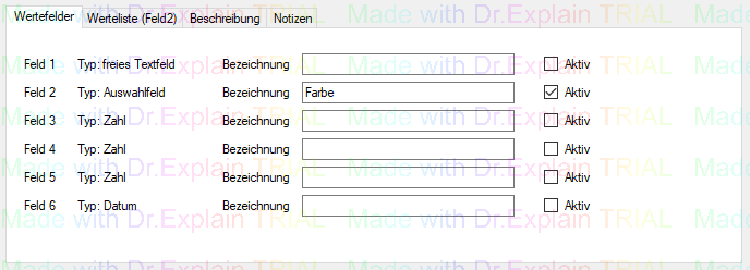 6. Definition der Eigenschaften